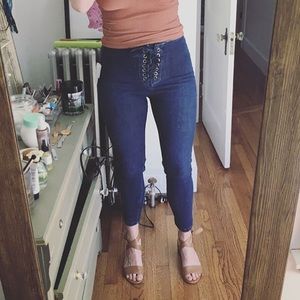 Free People High Waisted Lace Up Leggings